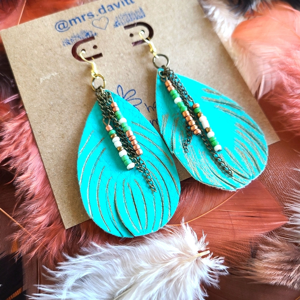 Native American beaded teardrop earrings